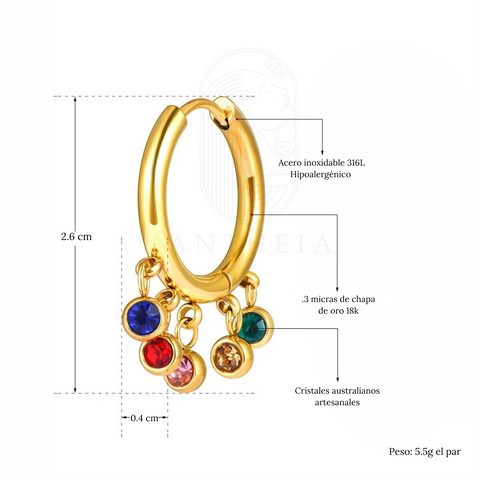 Aretes bolitas colores Aretes bolitas colores