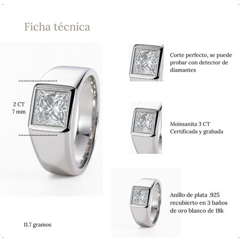 Anillo Princess Cut 2 CT - AN0059A Anillo Princess Cut 2 CT - AN0059A