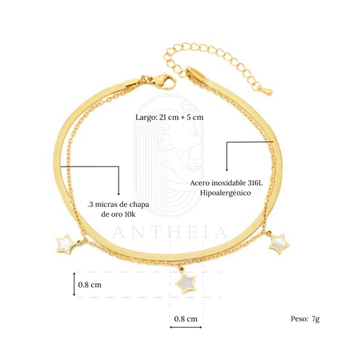 Tobillera cadena estrella perla Tobillera cadena estrella perla