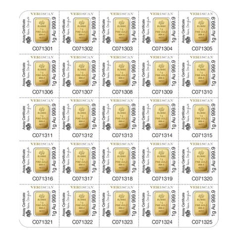 Lingotes de Oro 25 pz de 1g c/u