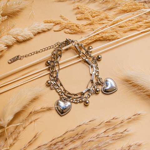 Pulsera corazones eslabones