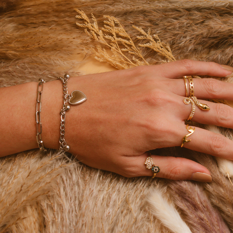 Pulsera corazones eslabones