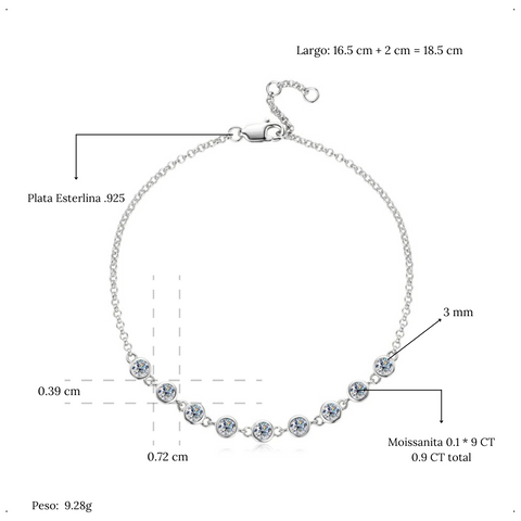 Pulsera Lunara Moissanita 0.9 CT - PO0002P