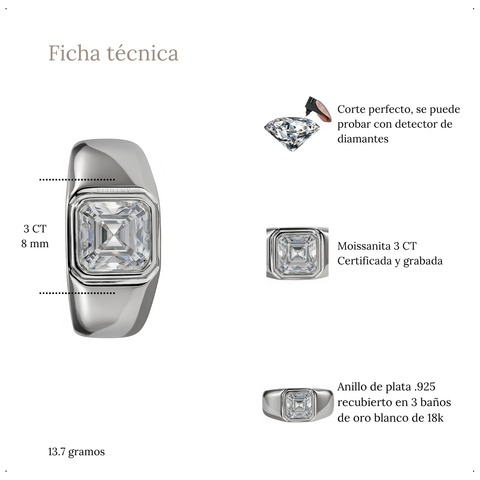 Anillo Asscher Cut 3 CT - AN0058A