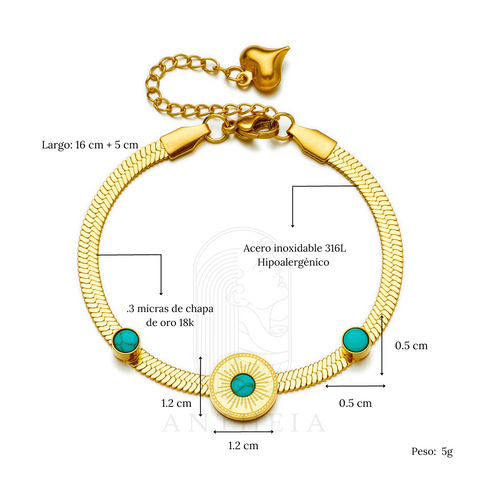 Pulsera cadena circulo piedras