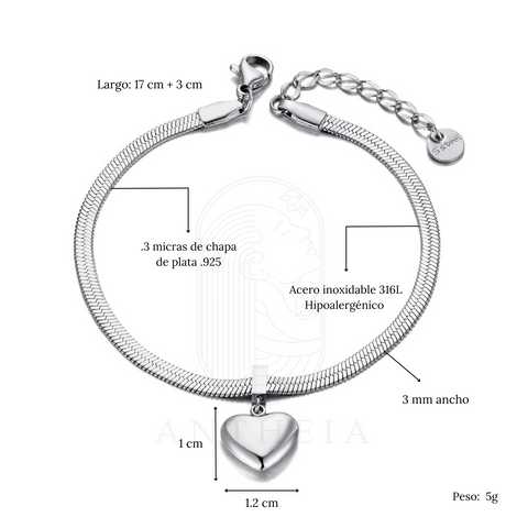 Pulsera cadena corazón