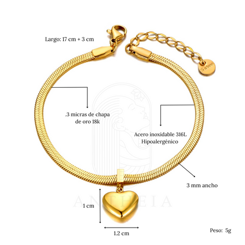Pulsera cadena corazón