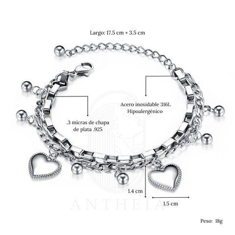 Pulsera corazones eslabones