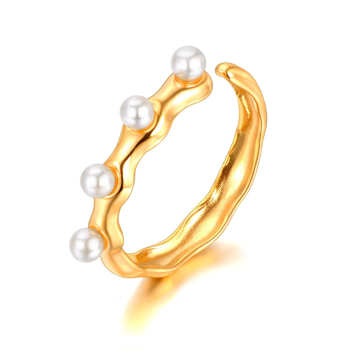 Anillo liso perlas